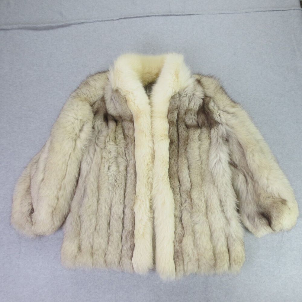 Vintage Saga Fox Real Fox Fur Luxury Coat Womens Medium Blue Fox Fur Glamour *
